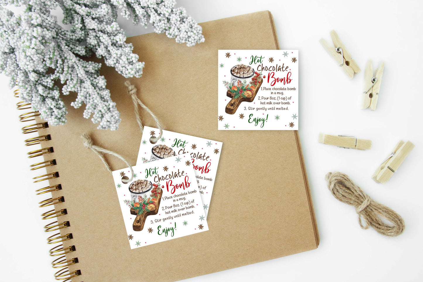 Hot Chocolate Bomb Tags 2"x2" | Christmas Gift Tags - 112