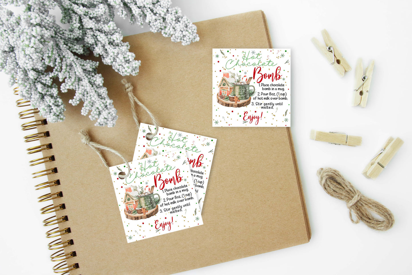 Hot Chocolate Bomb Tags 2"x2" | Christmas Gift Tags - 112