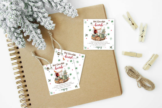 Hot Chocolate Bomb Tags 2"x2" | Christmas Gift Tags - 112