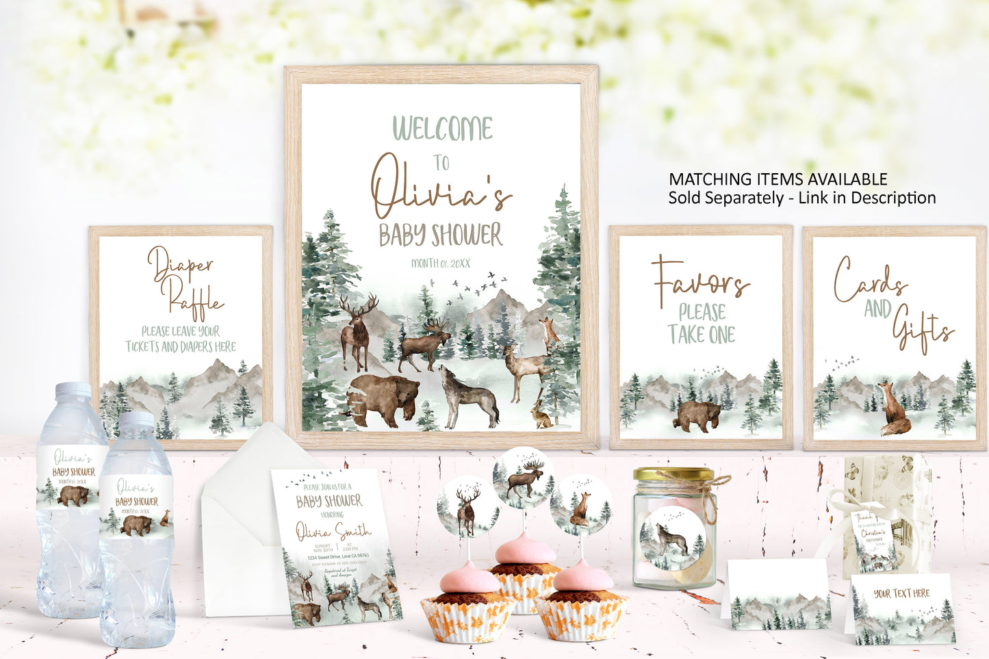 Let The Adventure Begin Invitation | Editable Woodland Animals Baby shower Invite - 47H