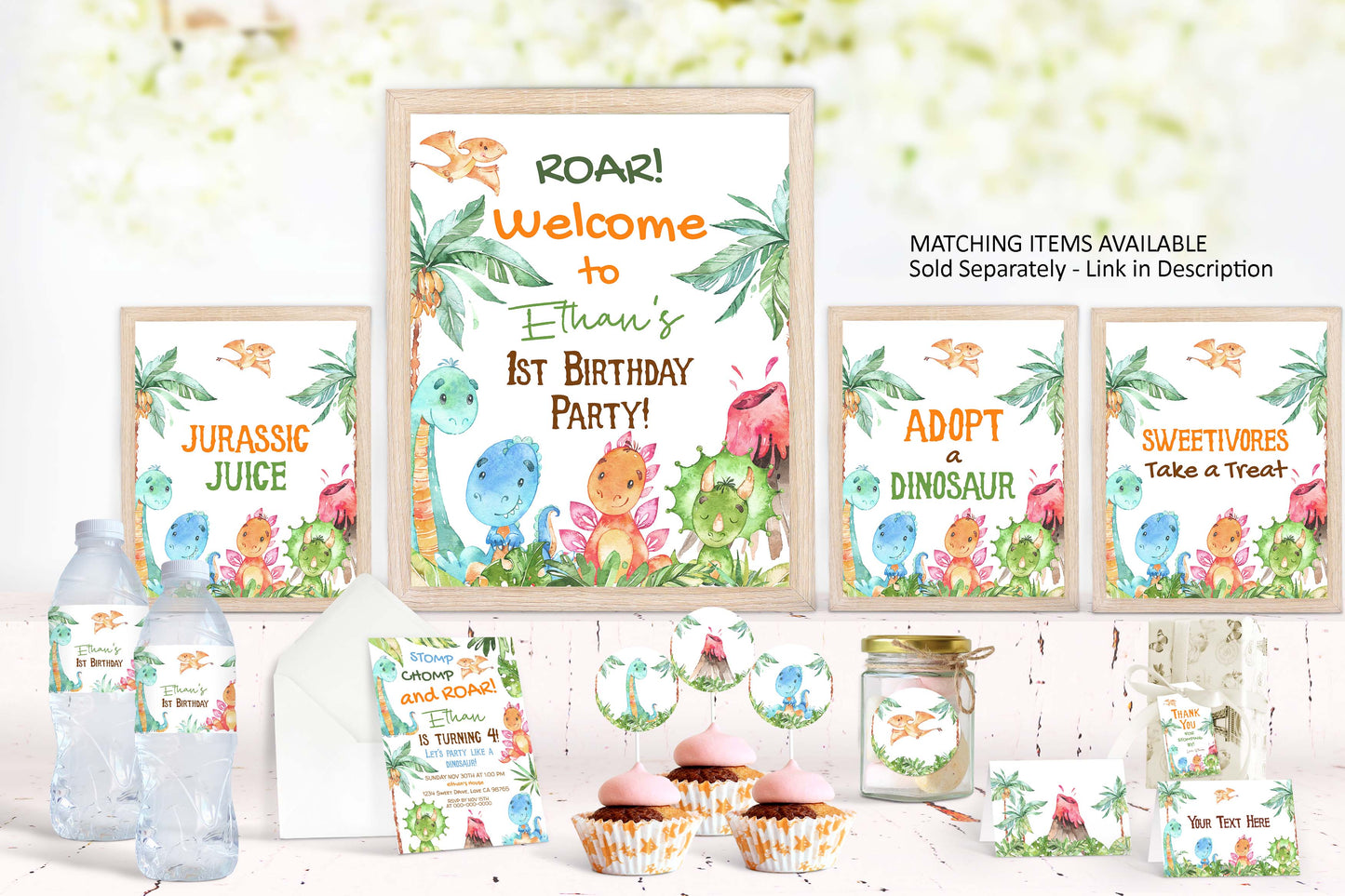 Dinosaur Water Bottle Labels | Dino Themed Birthday Party Decorations - 08A