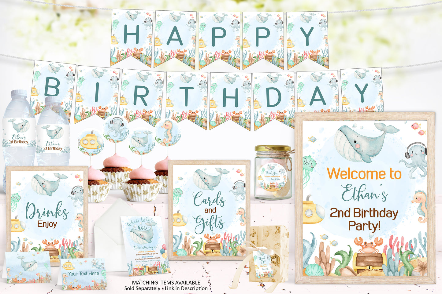 Editable Under The Sea Time Capsule | Ocean 1st birthday decorations - 44A