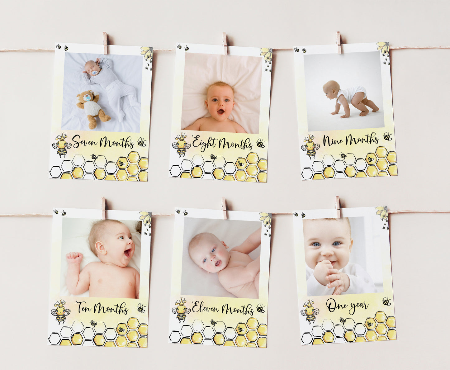 Editable Bee Monthly Photo Banner | Bumble Bee 1st Birthday Decorations - 61A