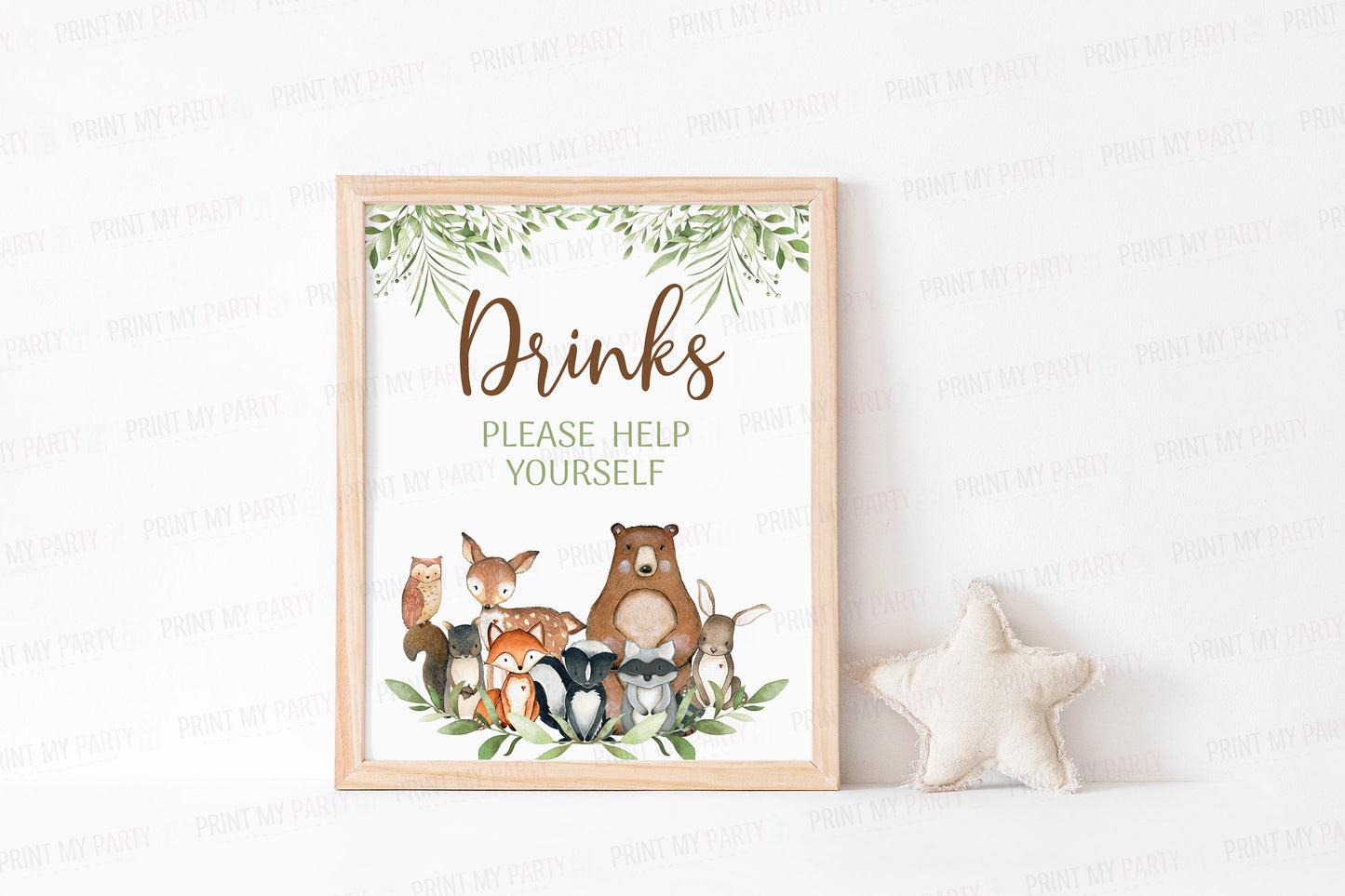 Woodland Drinks Sign | Forest Animals Party Decorations - 47J0