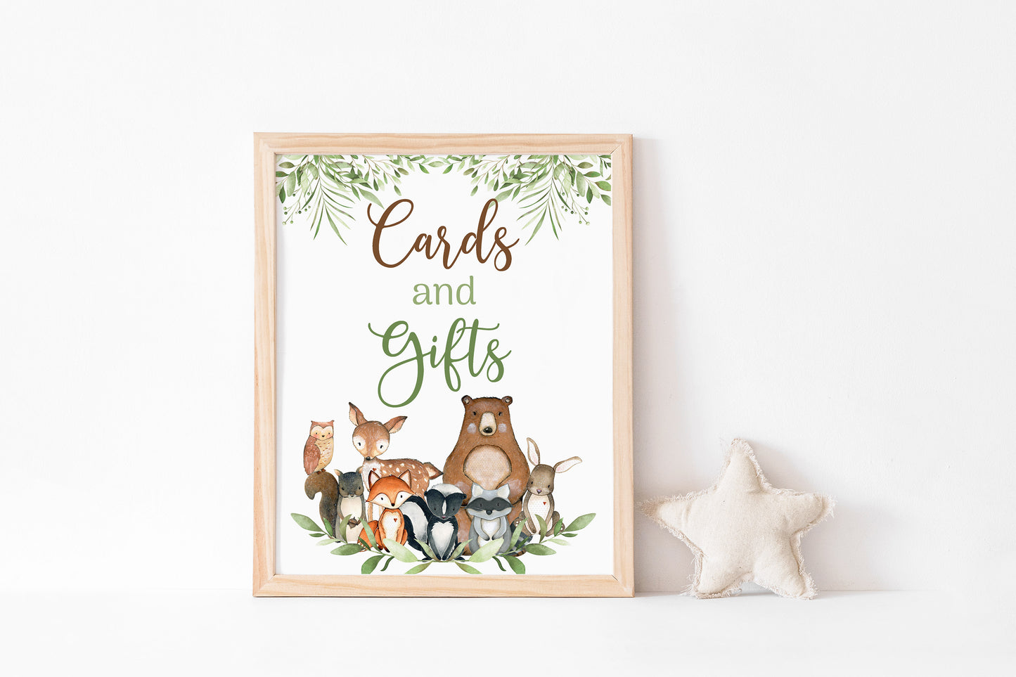 Woodland Cards and Gifts Sign | Forest Animals Party Decorations - 47J0