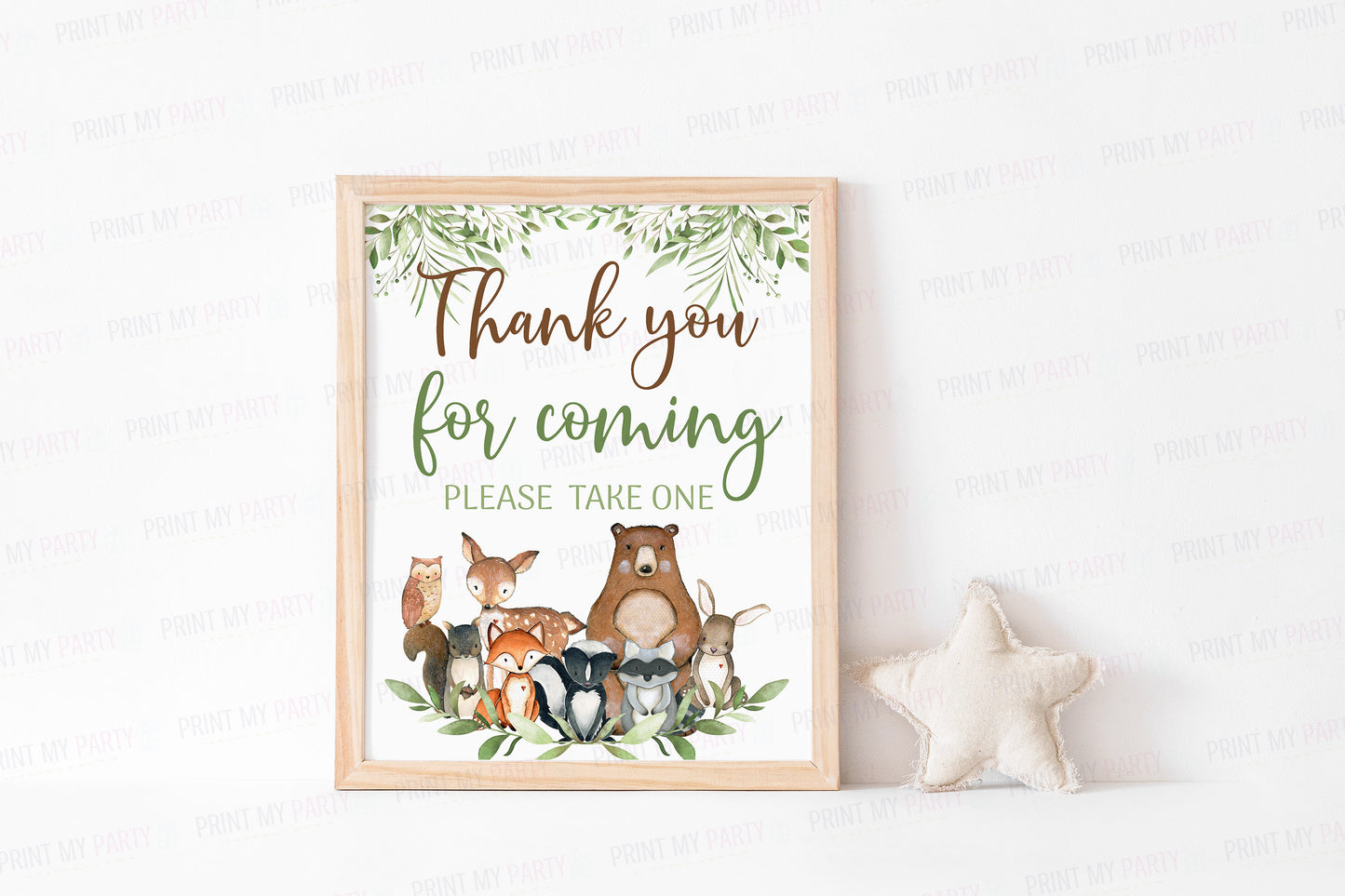 Woodland Thank You for Coming Sign | Forest Animals Party Decorations - 47J0