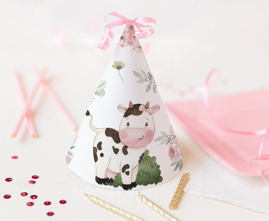 Cow Party Hats | Girl Farm Themed Birthday Party Decorations - 11A