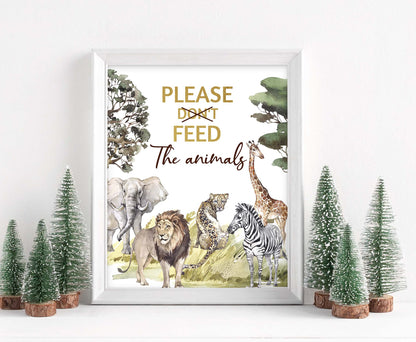 Safari Please Don't feed the animals table sign | Jungle Themed Party Table Decorations - 35I