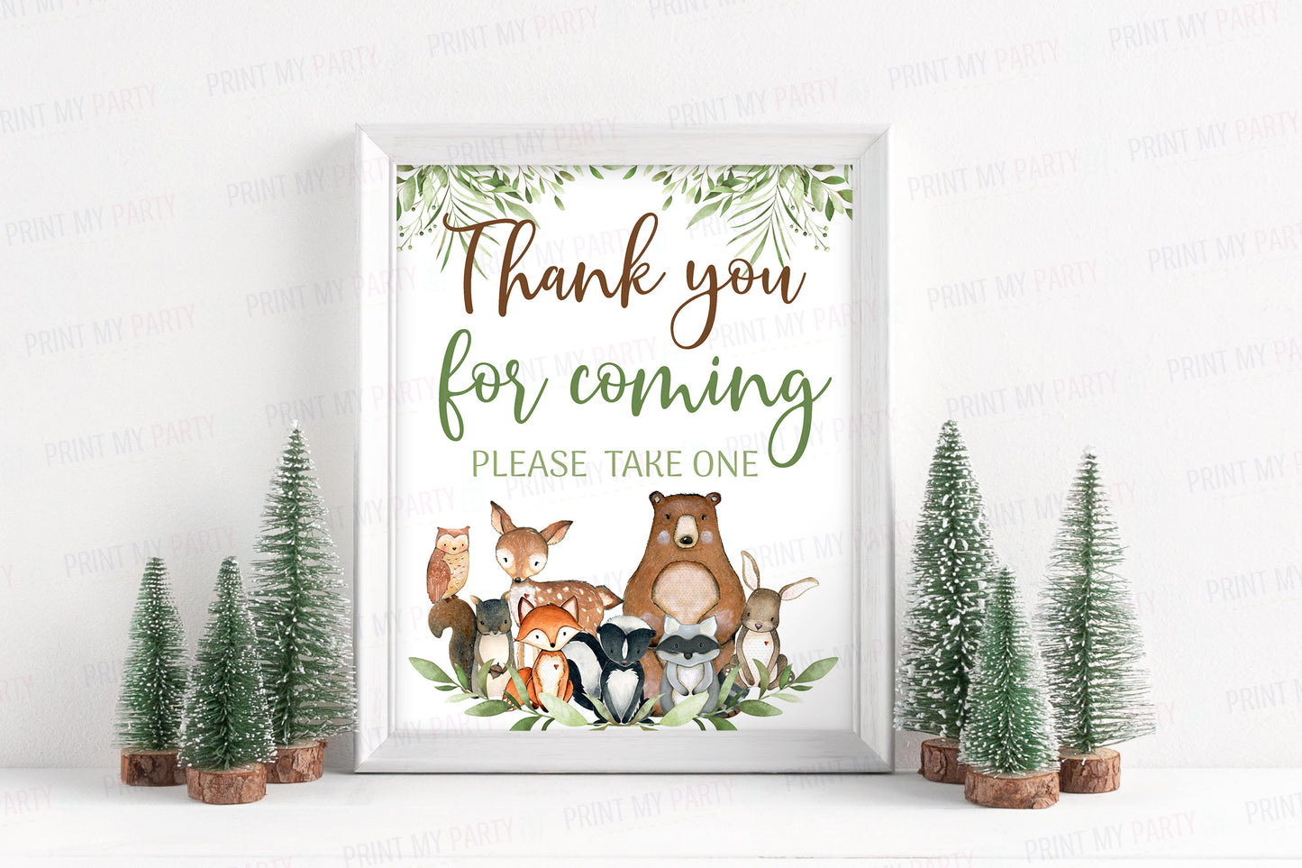 Woodland Thank You for Coming Sign | Forest Animals Party Decorations - 47J0