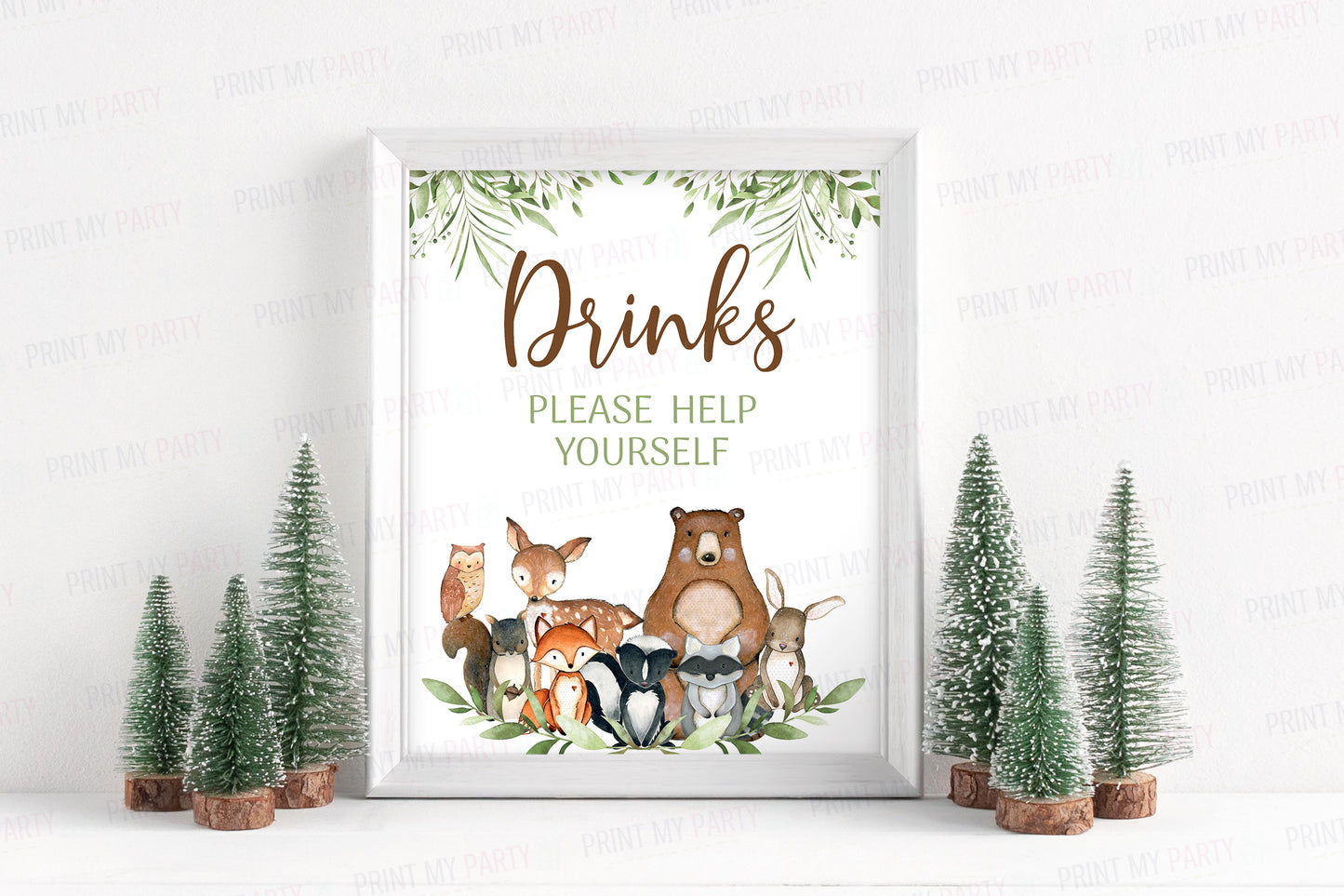 Woodland Drinks Sign | Forest Animals Party Decorations - 47J0