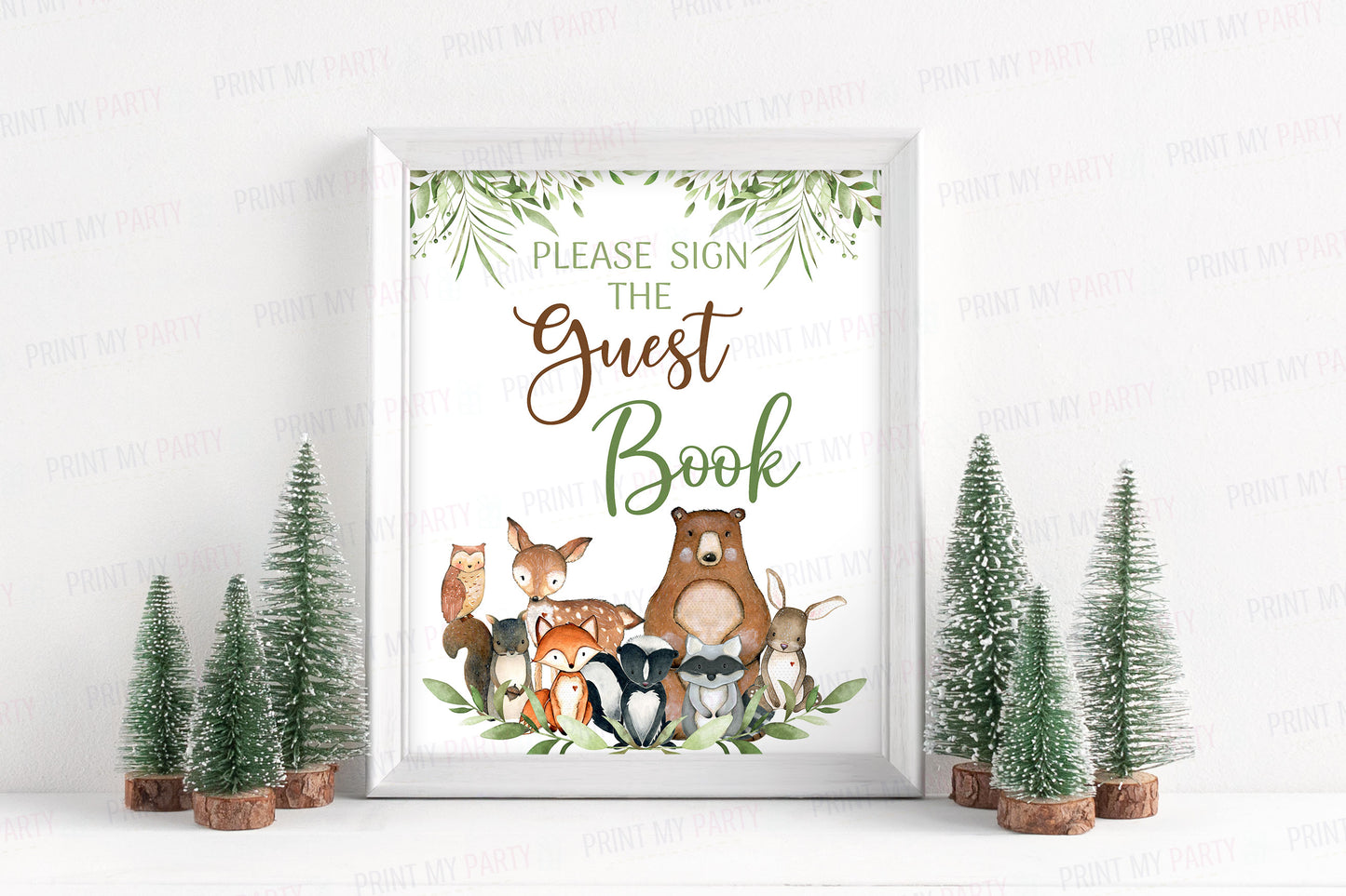 Woodland Guest Book Sign | Forest Animals Party Decorations - 47J0