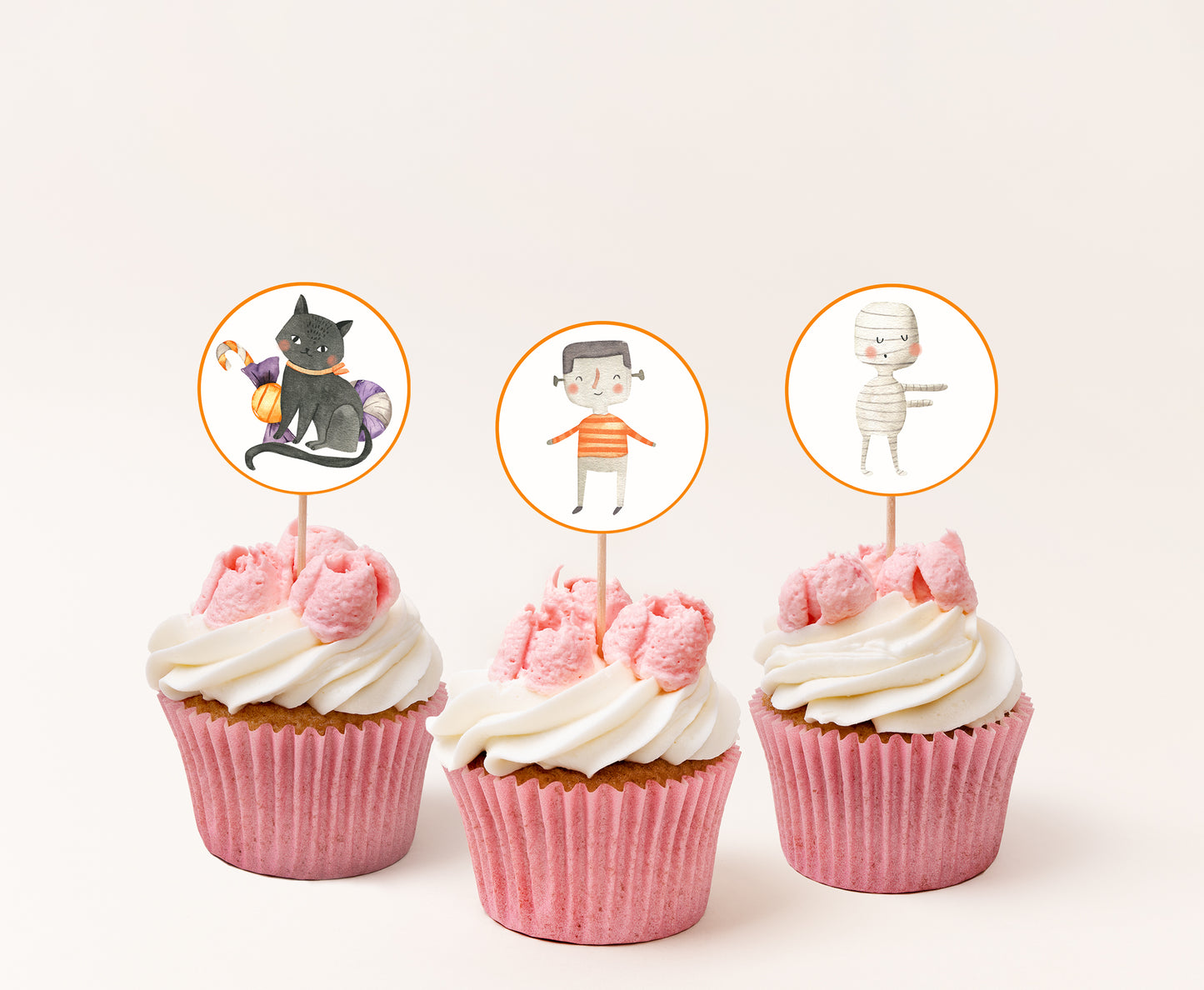 Girl Ghost Cupcake Toppers | Halloween Themed Birthday Cupcake Picks - 115L