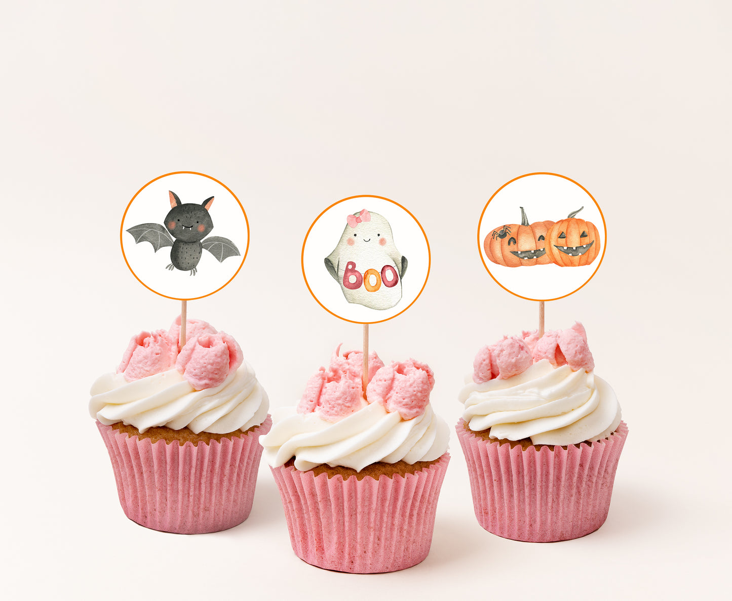 Girl Ghost Cupcake Toppers | Halloween Themed Birthday Cupcake Picks - 115L