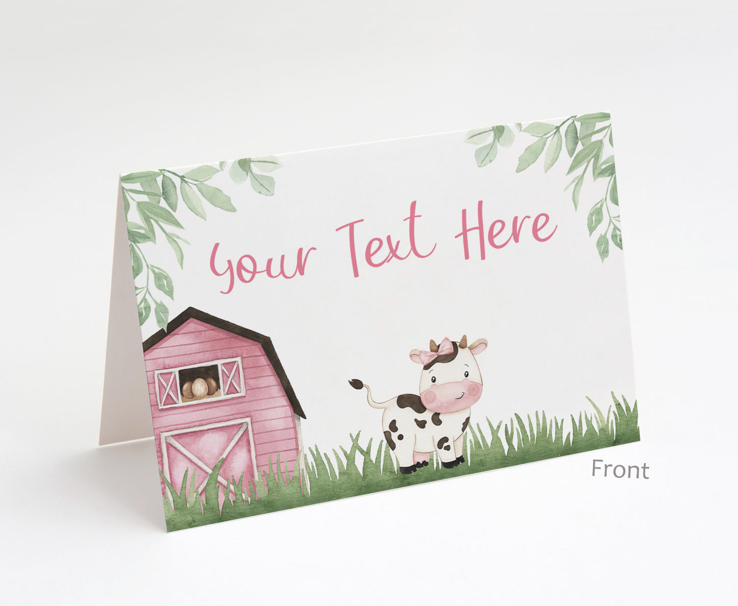 Girl Cow Place Cards | Farm Party Table Decorations - 11A