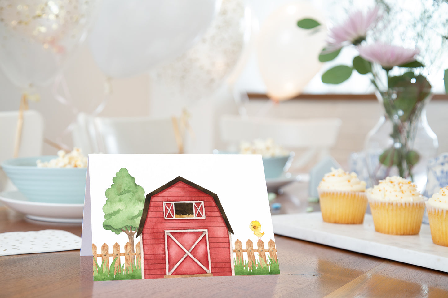 EDITABLE Farm Place Cards | Barnyard Gender Reveal Food Label Tents - 11C3