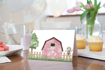 Floral Farm Place Cards | Girl Barnyard Party Table Decorations - 11A