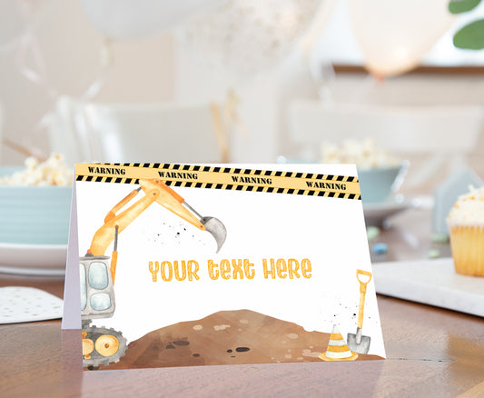 Construction Place Card | Editable Under Construction Party Decorations - 07A