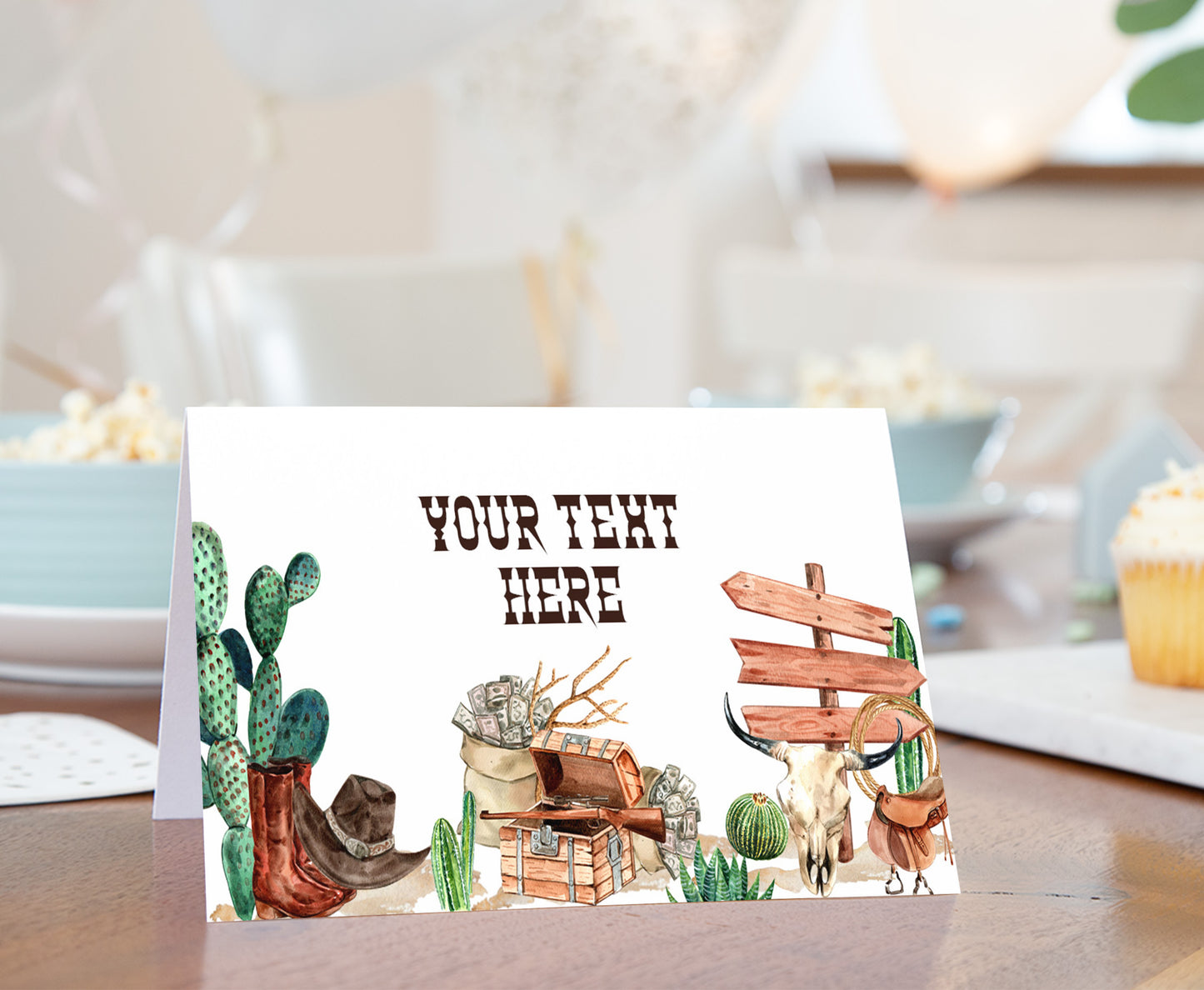 EDITABLE Rodeo Place Cards |  Cowboy Party Food Labels - 34A