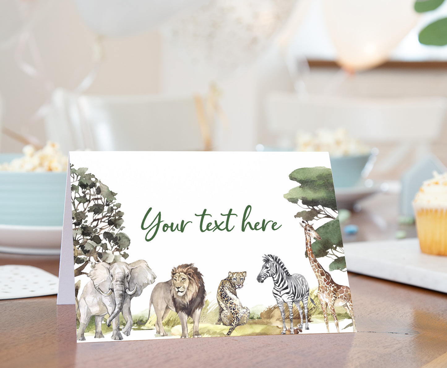 EDITABLE Safari Animals Place Cards |  Jungle Party Food Labels - 35I