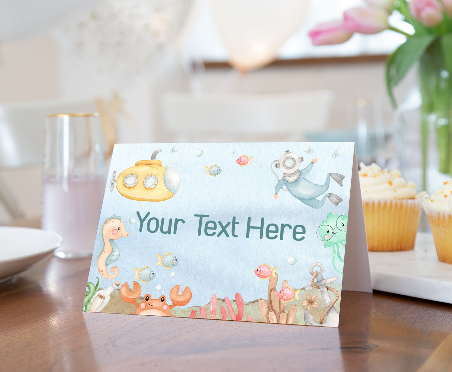 Editable Under The Sea Place Cards | Ocean Theme Party Decorations - 44A