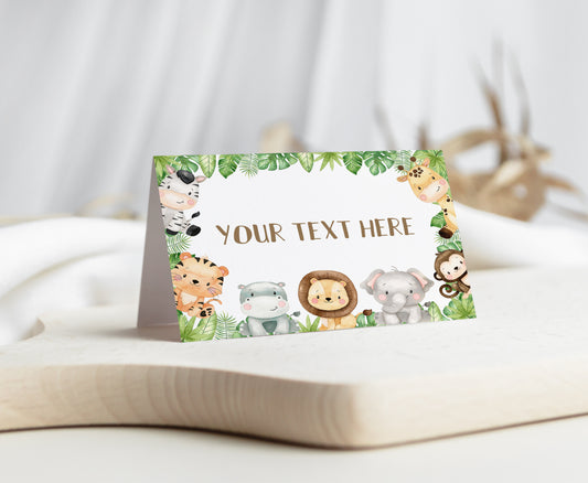 Safari Animals Place Cards | Editable Jungle Party Decorations - 35E