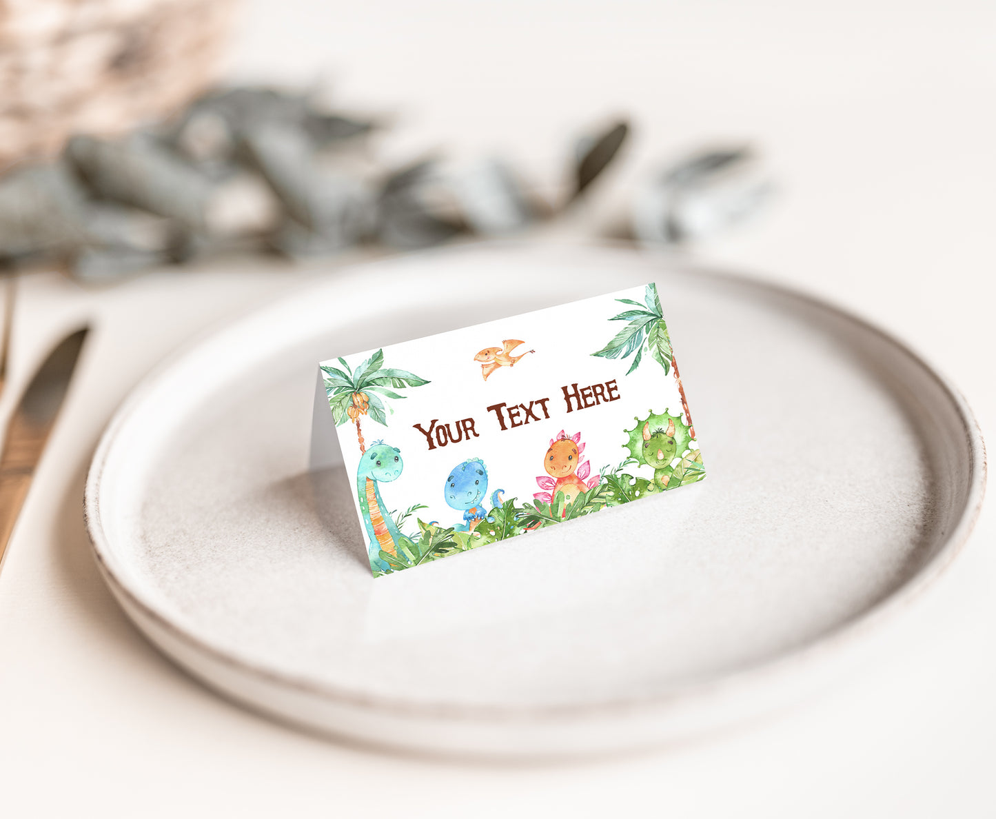 Dinosaur Place Cards | Editable Dinosaur Table Decor - 08A