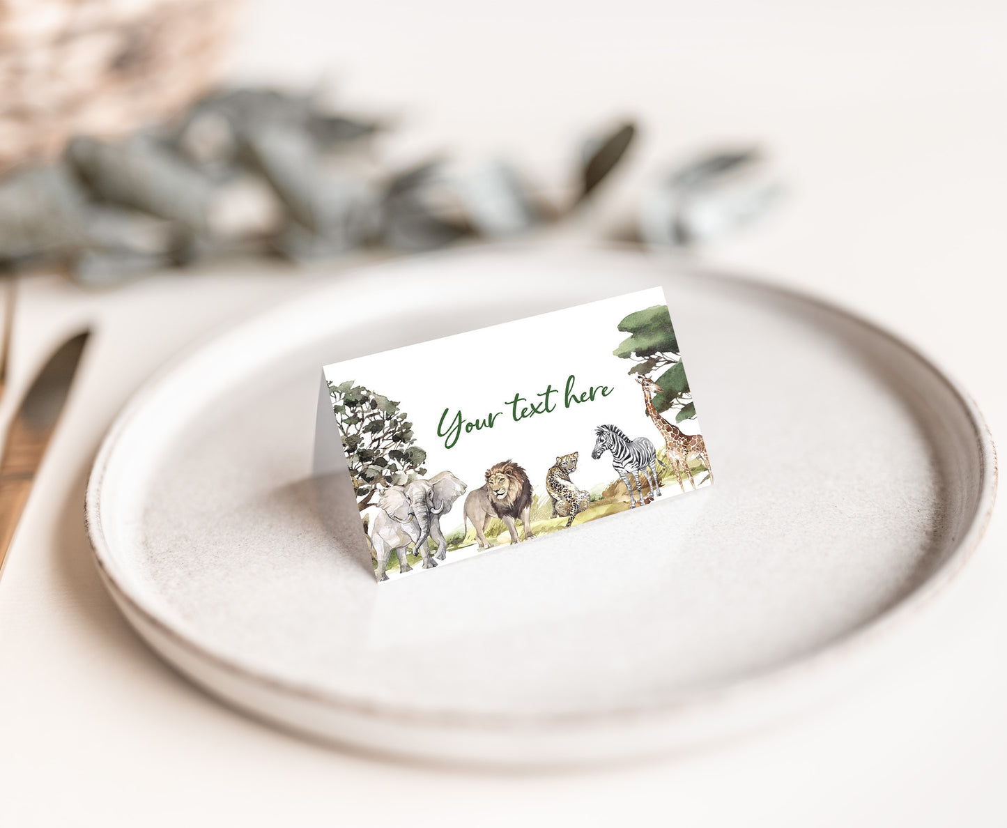 EDITABLE Safari Animals Place Cards |  Jungle Party Food Labels - 35I