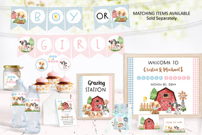 Farm Gender Reveal Cupcake Toppers | Cow Boy or Girl Cupcake Picks - 11C3