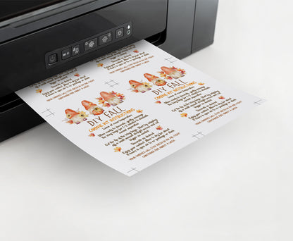 Fall Diy Cookie Kit Instructions Card | Autumn Gnomes Printable Cards - 118