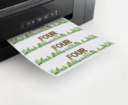 Four Safari Water Bottle Labels Animal Print | Jungle 4th Birthday Party Decorations - 35H