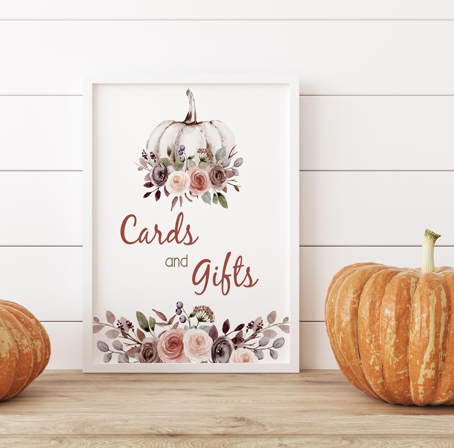 Fall Cards and Gifts Sign | Pumpkin Themed Party Table Decorations - 30I