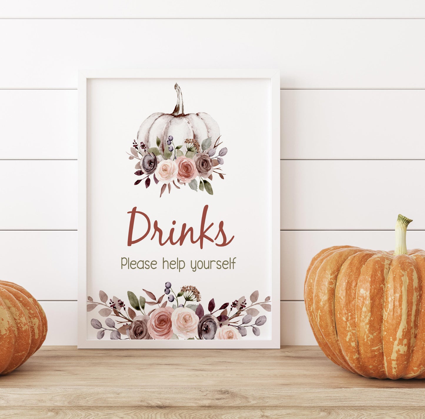 Fall Drinks Sign | Pumpkin Themed Party Table Decorations - 30I