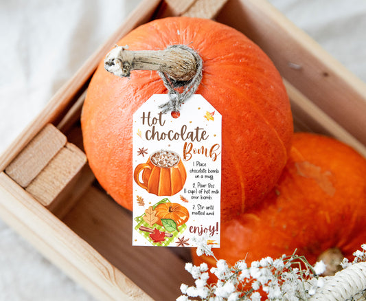 Hot Chocolate Bomb Inctructions Tags | Fall Favor Tags - 30