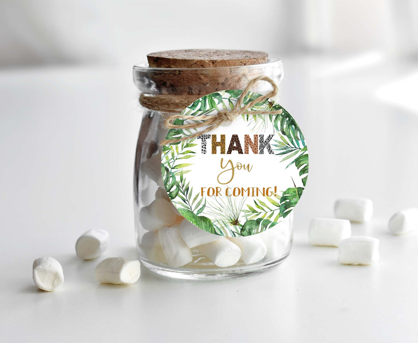 Animal Print Thank You Tags 2"x2" | Jungle Themed Party Decorations - 35H
