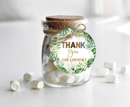 Animal Print Thank You Tags 2"x2" | Jungle Themed Party Decorations - 35H