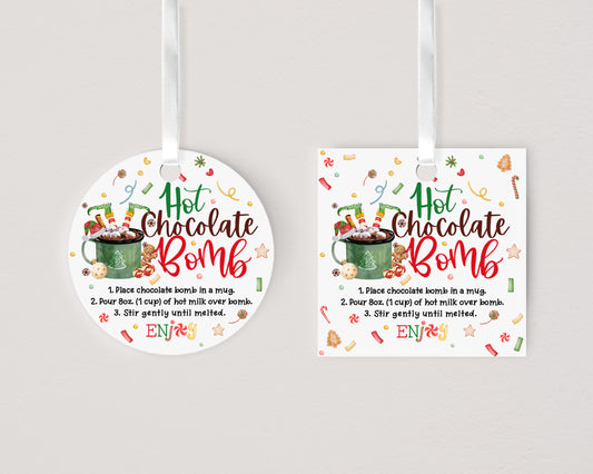 Elf Hot Cocoa Bomb Tags 2"x2" | Christmas Hot Chocolate Bomb Gift Tags-112