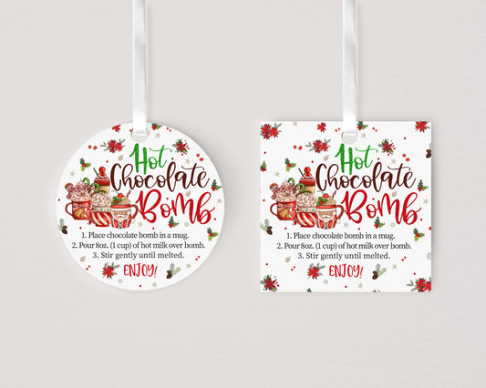 Christmas Hot Cocoa Bomb Tags 2"x2" | Christmas Hot Chocolate Bomb Gift Tags-112