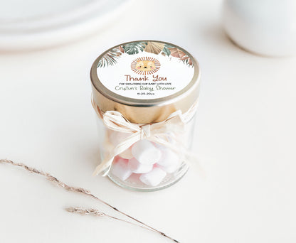 Boho Lion Baby Shower Thank you 2"x2"  Tag | Editable safari Gift Tag - 35L