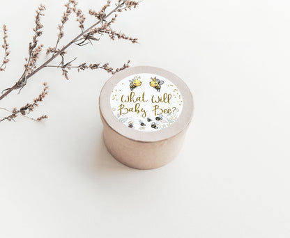 What will baby bee tags 2"x2" Square and Round | Bee Gender Reveal Decorations - 61A
