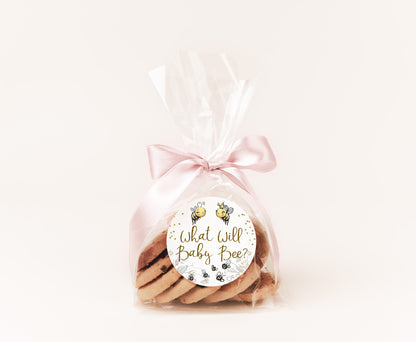 What will baby bee tags 2"x2" Square and Round | Bee Gender Reveal Decorations - 61A