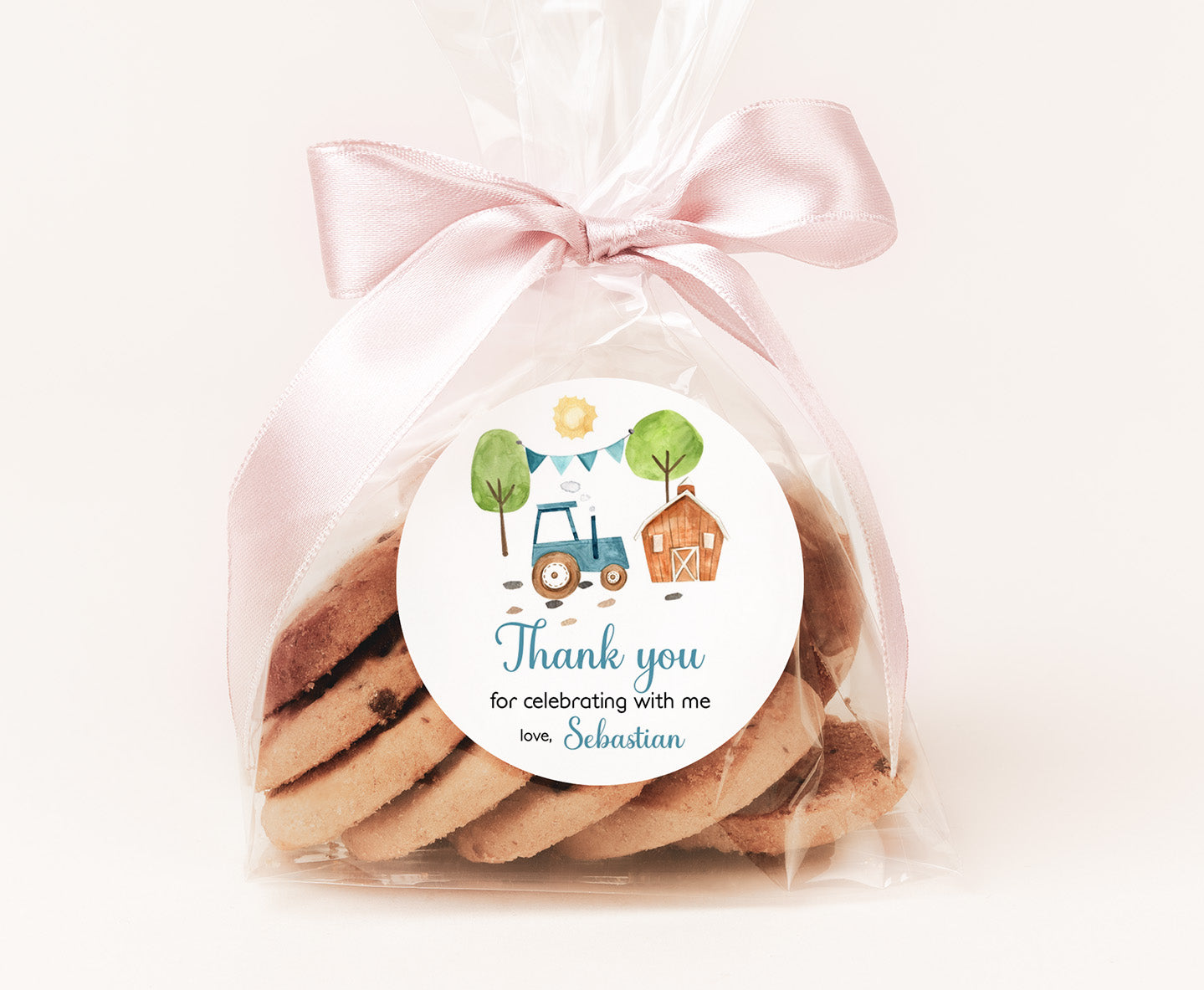 Editable Tractor Baby Shower Thank you 2"x2"  Tag | Farm Gift Tag - 11F