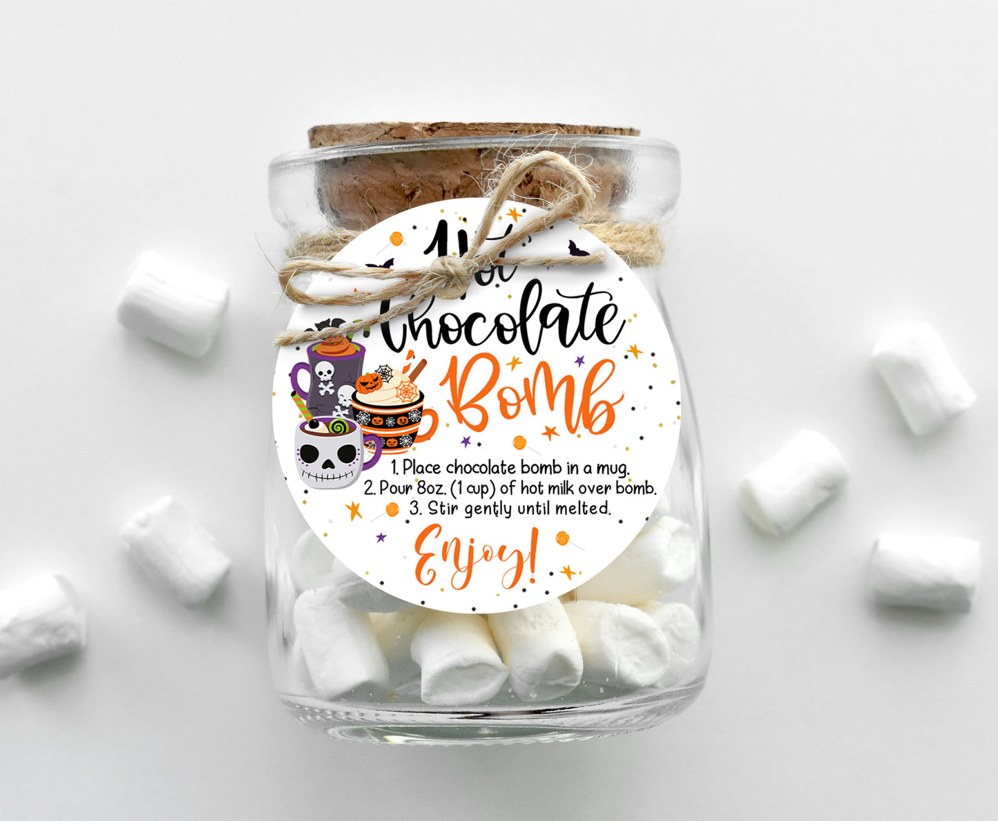 Hot Chocolate Bomb Tags 2"x2" | Halloween Favor Tags - 115