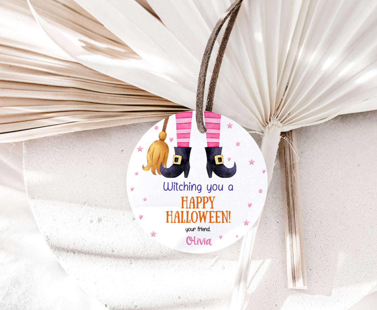 Editable Halloween Witch Tags 2"x2" | Halloween Favor Tags - 115