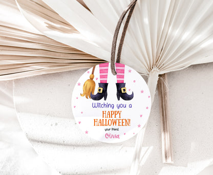Editable Halloween Witch Tags 2"x2" | Halloween Favor Tags - 115