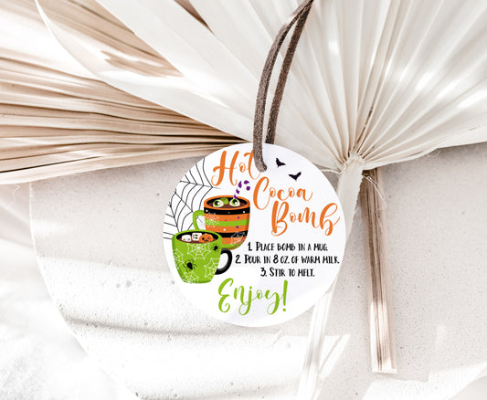 Hot Cocoa Bomb Tags 2"x2" | Halloween Favor Tags - 115