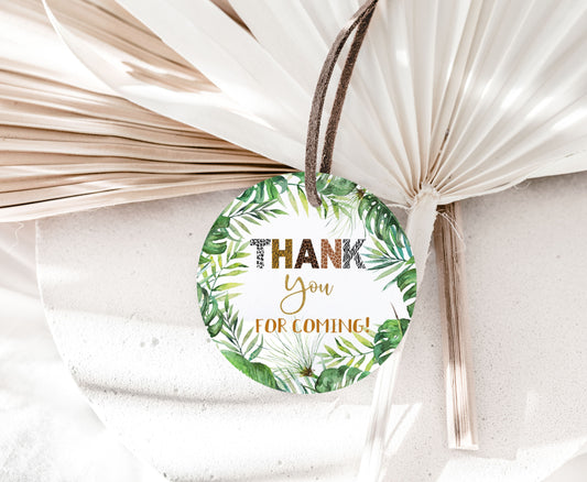 Animal Print Thank You Tags 2"x2" | Jungle Themed Party Decorations - 35H