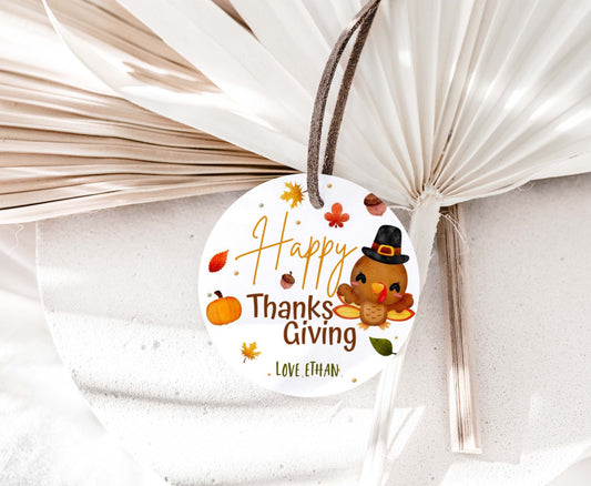 Editable Happy Thanksgiving Tags 2"x2" | Fall gift Tags- 118