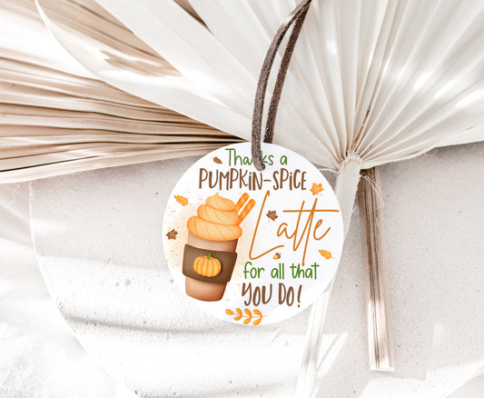 Thanks a Pumpkin Spice Latte Tags 2"x2" | Fall Favor Tags - 30