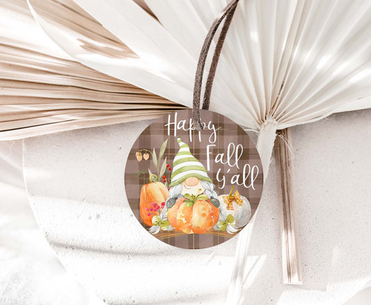 Gnome Happy Fall y´all Tags 2"x2" | Fall Gift Tags- 30