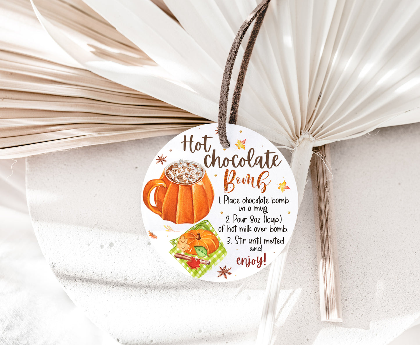Hot Chocolate Bomb Instructions Tags, Pumpkin Gift Tags